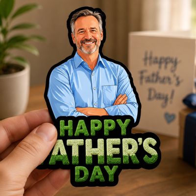Personalized Happy Fathers Day Photo Fridge Magnet for Dad Room Decor for Papa from Daughter & Son